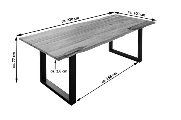#teakfarben #220x100 #u-gestellschwarz