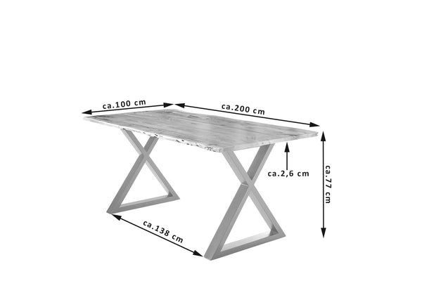 #naturfarben #200x100 #x-gestellsilber