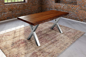 #nussbaumfarben #200x100 #x-gestellsilber
