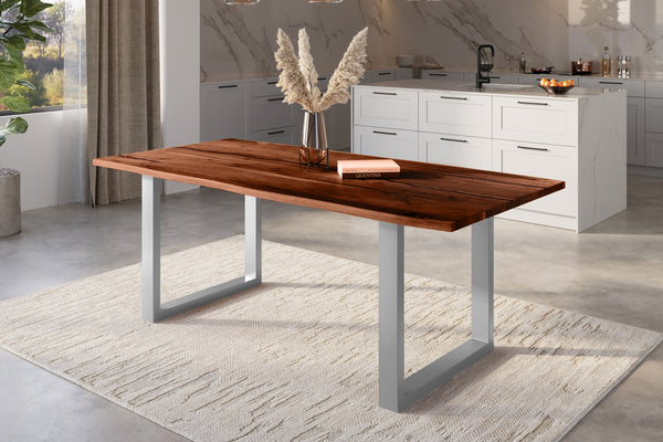 #nussbaumfarben #220x100 #u-gestellsilber