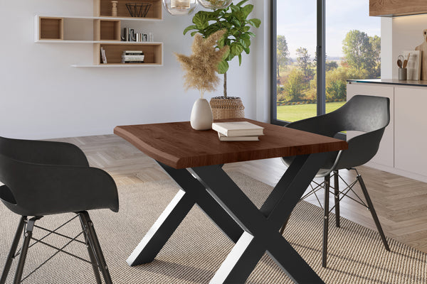 #holznussbaum-optik #80x80 #x-gestellschwarz