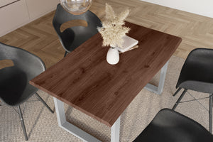 #holznussbaum-optik #140x80 #u-gestellsilber