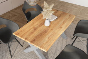 #holzwildeiche-optik #140x80 #x-gestellsilber