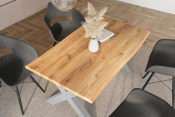 #holzwildeiche-optik #140x80 #x-gestellsilber