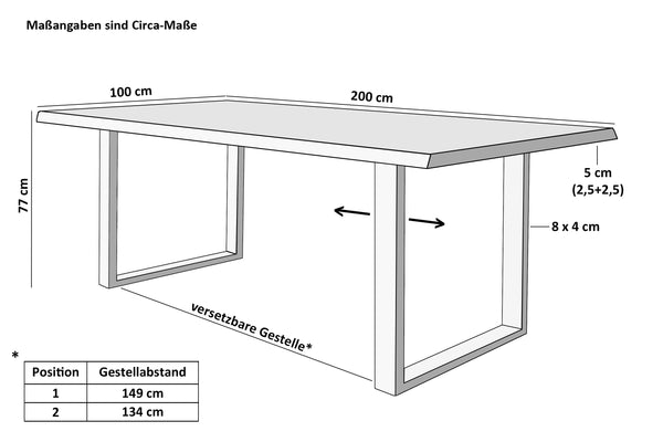 #mangoroughfarben #200x100 #u-gestellweiß