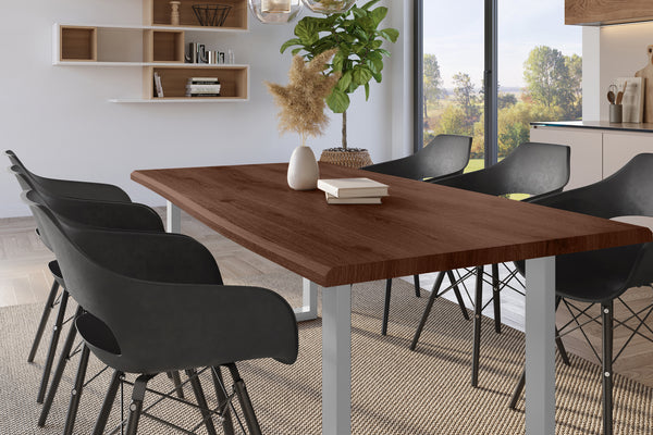 #holznussbaum-optik #220x100 #u-gestellsilber