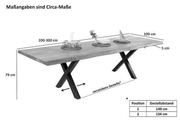 #nussbaumfarben #200(300)x100 #x-gestellschwarz