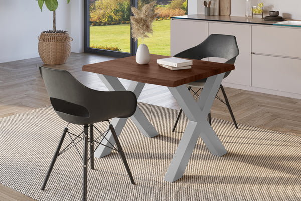 #holznussbaum-optik #80x80 #x-gestellsilber