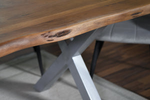 #akazienussbaumfarben #220x100 #x-gestellsilber