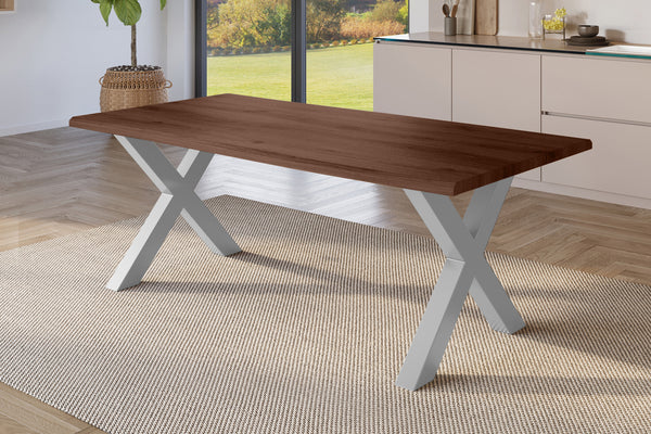 #holznussbaum-optik #220x100 #x-gestellsilber