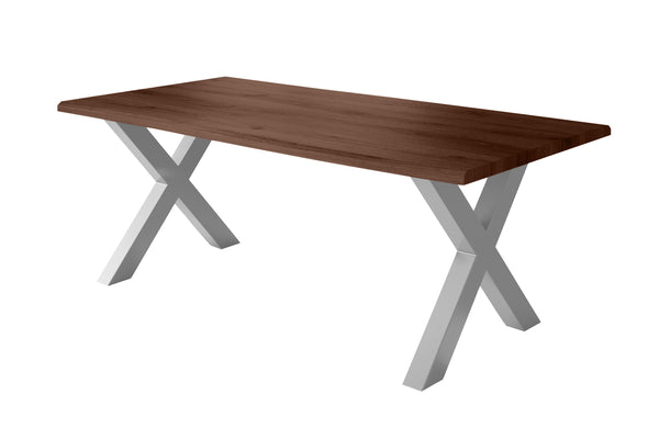 #holznussbaum-optik #220x100 #x-gestellsilber