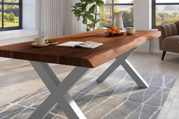 #nussbaumfarben #240x120 #x-gestellsilber