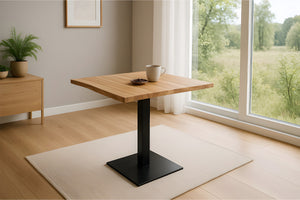 #akazienaturfarbenlackiert #80x80 #säulen-gestelleckigschwarz