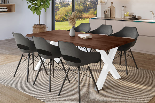 #holznussbaum-optik #180x90 #x-gestellweiß