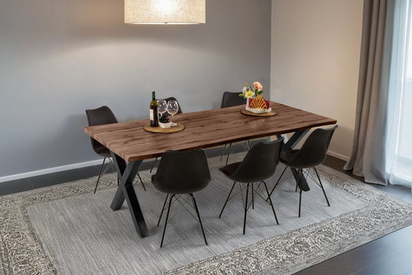 #holznussbaum-optik #240x100 #x-gestellschwarz