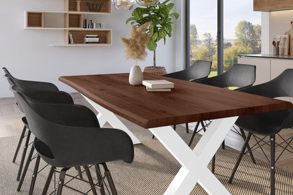 #holznussbaum-optik #220x100 #x-gestellweiß