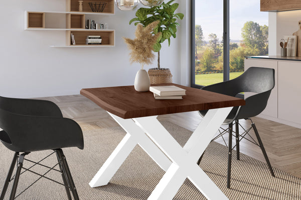 #holznussbaum-optik #80x80 #x-gestellweiß