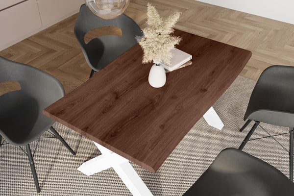 #holznussbaum-optik #140x80 #x-gestellweiß