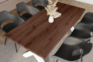 #holznussbaum-optik #200x100 #x-gestellweiß