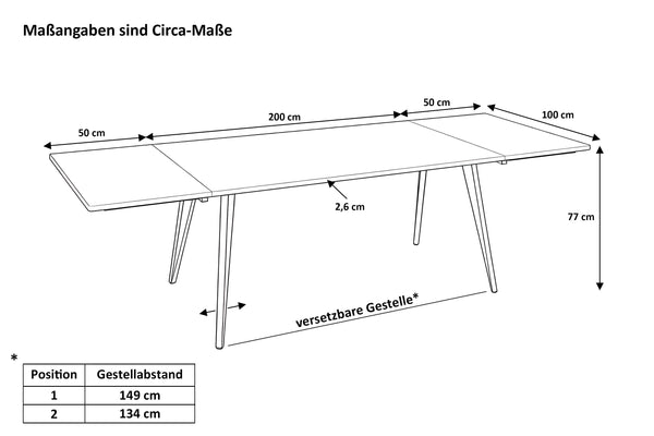 #naturfarben #200(300)x100 #vierfuß-gestellweiß