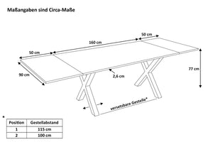 #nussbaumfarben #160(260)x90 #x-gestellschwarz
