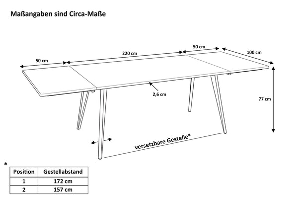 #nussbaumfarben #220(320)x100 #vierfuß-gestellsilber