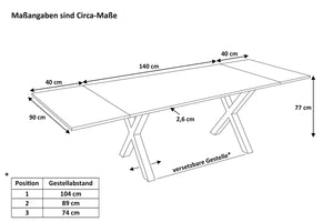 #nussbaumfarben #140(220)x90 #x-gestellsilber