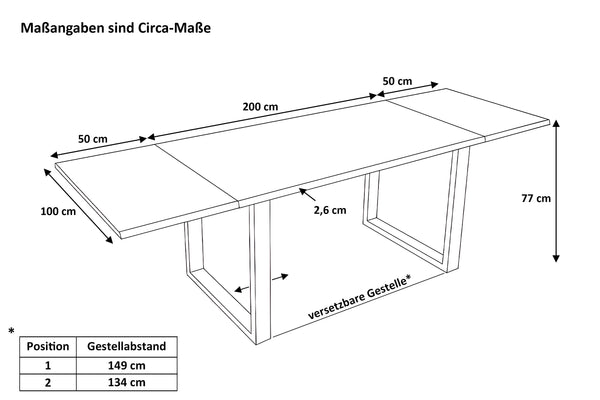 #naturfarben #200(300)x100 #u-gestellweiß