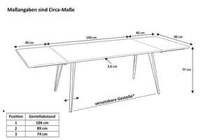 #nussbaumfarben #140(220)x90 #vierfuß-gestellweiß