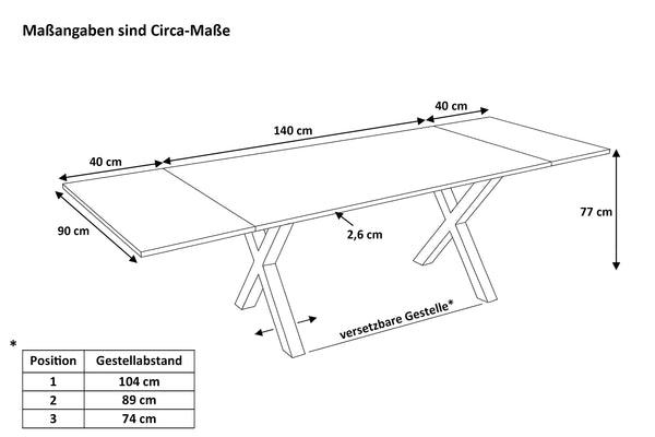 #naturfarben #140(220)x90 #x-gestellweiß