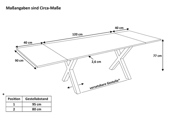 #naturfarben #120(200)x90 #x-gestellschwarz