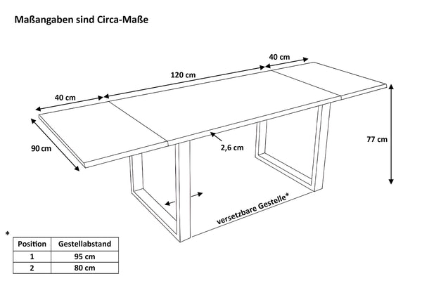 #naturfarben #120(200)x90 #u-gestellschwarz
