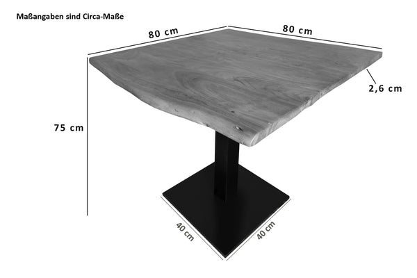 #akazienussbaumfarben #80x80 #säulen-gestelleckigschwarz