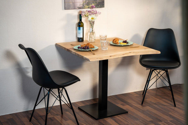 #akazienaturfarben #80x80 #säulen-gestelleckigschwarz