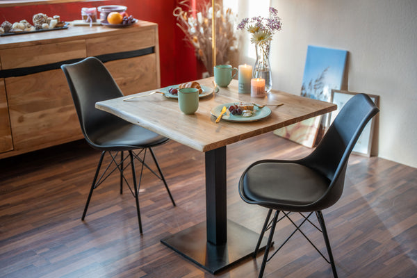 #akazienaturfarben #80x80 #säulen-gestelleckigschwarz