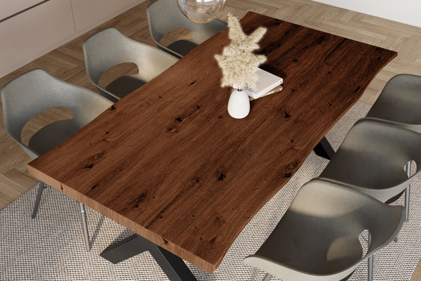 #holznussbaum-optik #180x90 #x-gestellschwarz