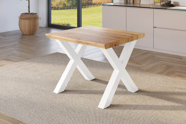 #holzwildeiche-optik #80x80 #x-gestellweiß