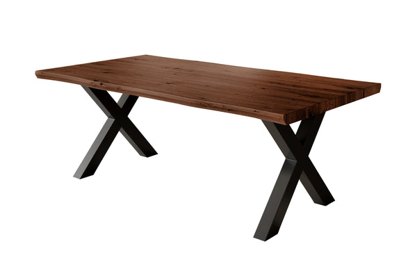 #holznussbaum-optik #200x100 #x-gestellschwarz