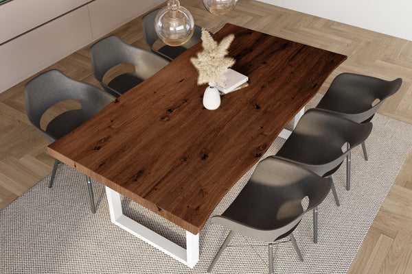 #holznussbaum-optik #180x90 #u-gestellweiß