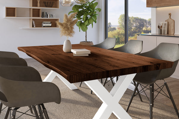 #holznussbaum-optik #180x90 #x-gestellweiß