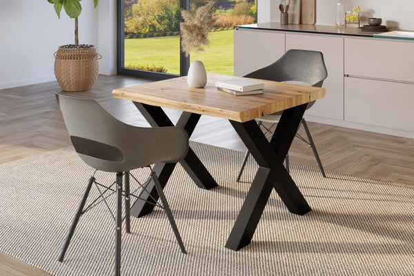 #holzwildeiche-optik #80x80 #x-gestellschwarz