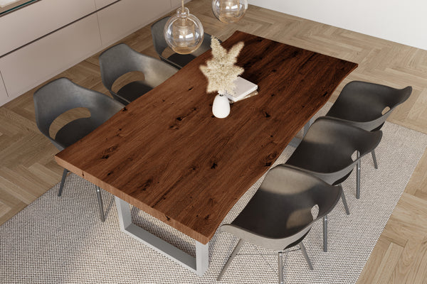 #holznussbaum-optik #180x90 #u-gestellsilber
