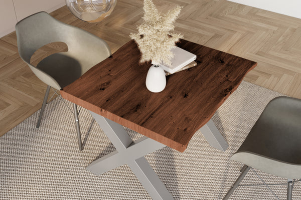 #holznussbaum-optik #80x80 #x-gestellsilber