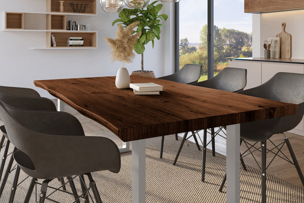 #holznussbaum-optik #180x90 #u-gestellsilber