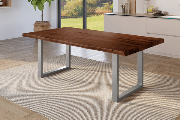 #holznussbaum-optik #180x90 #u-gestellsilber