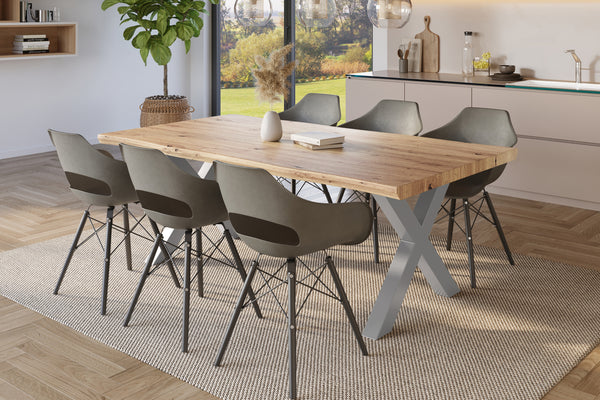 #holzwildeiche-optik #220x100 #x-gestellsilber