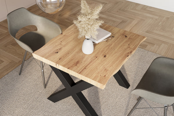 #holzwildeiche-optik #80x80 #x-gestellschwarz