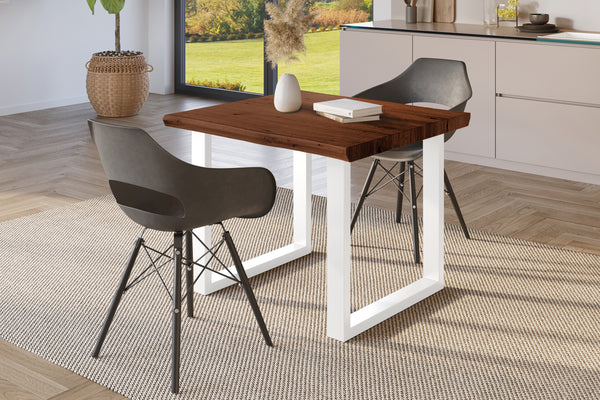 #holznussbaum-optik #80x80 #u-gestellweiß