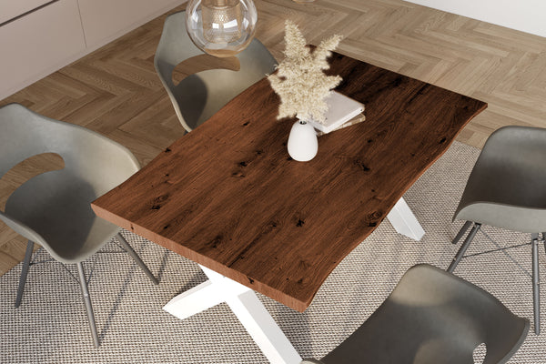 #holznussbaum-optik #140x80 #x-gestellweiß