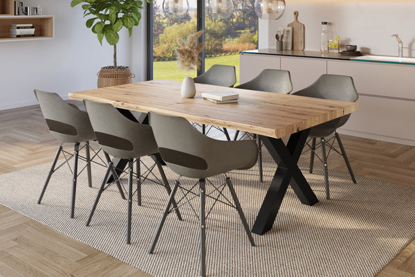 #holzwildeiche-optik #180x90 #x-gestellschwarz